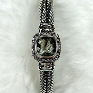 David Yurman Bracelet Albion Sterling Silver Prasiolite and Pave Diamonds